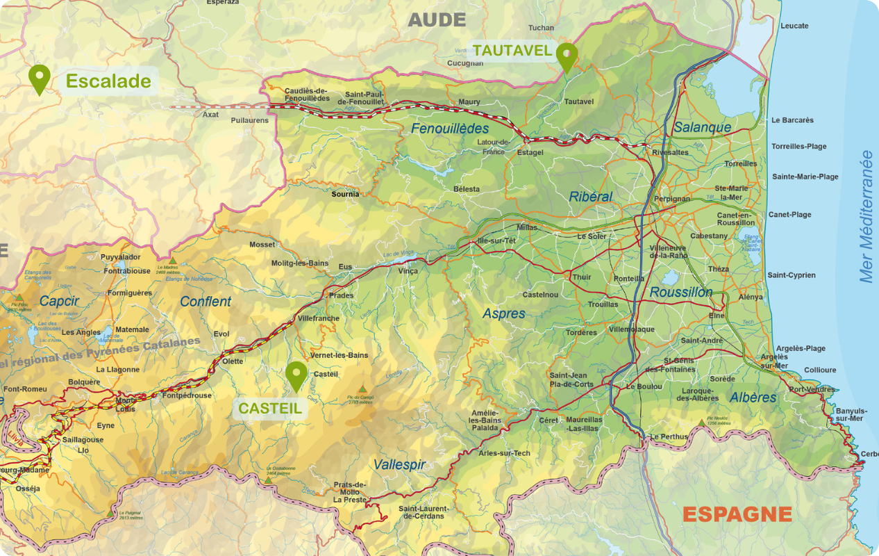 Carte des sites d'escalade
