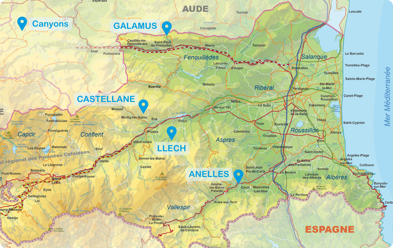 Carte des canyons