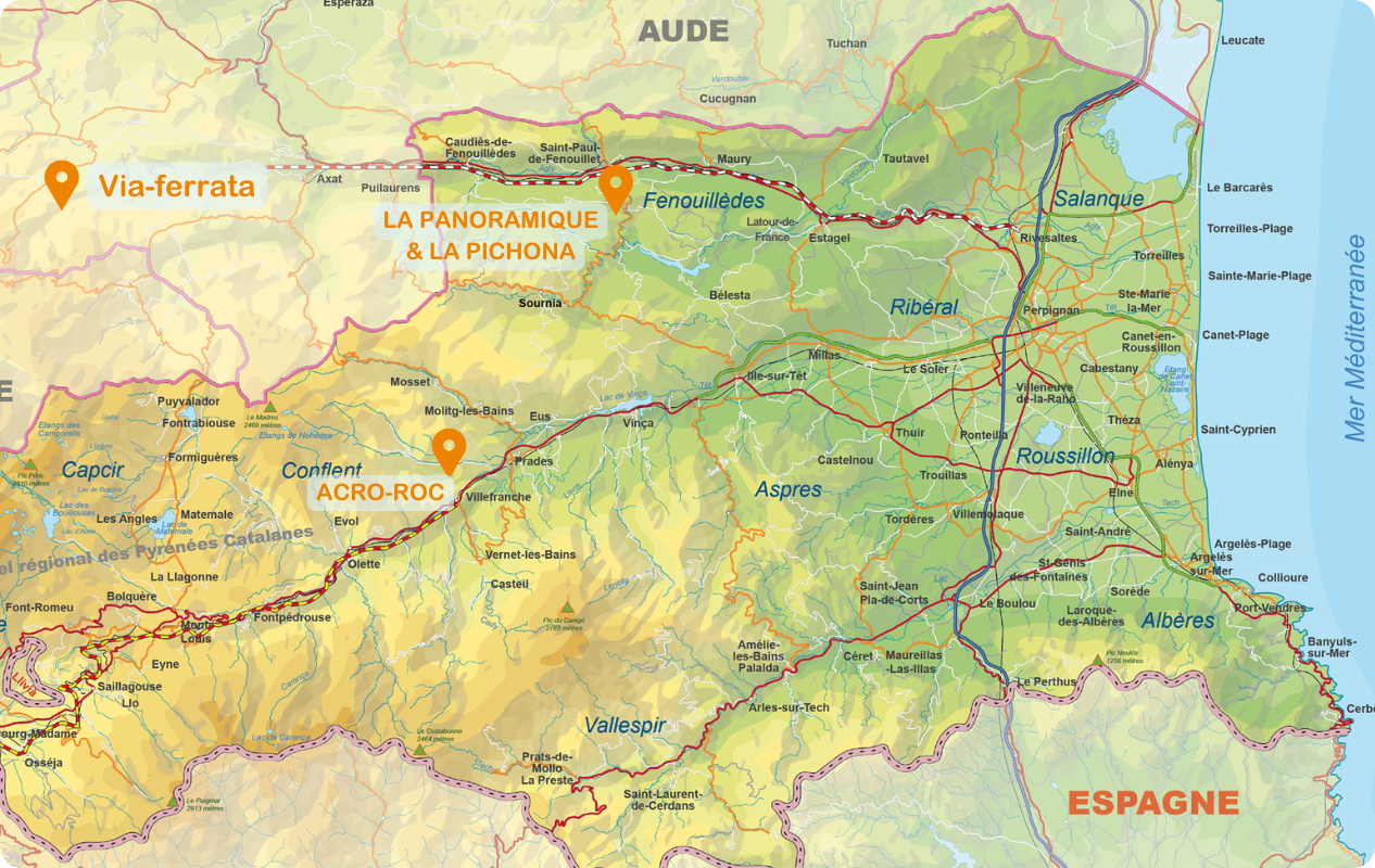 Carte des Via-Ferrata